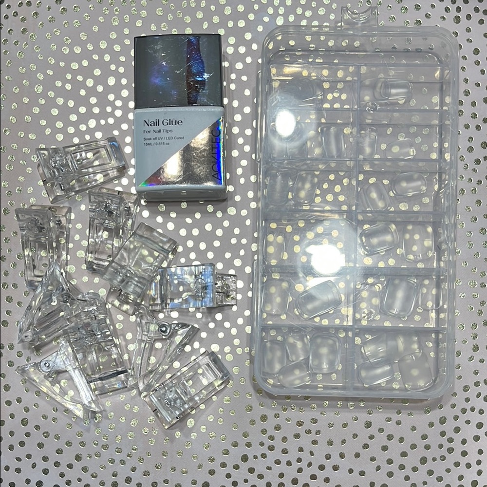Clear Nail Tips and Glue Set